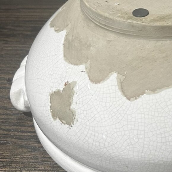 NWT Distressed Farmhouse Style Ivory Bowl With Crackle Glaze - Picture 8 of 8